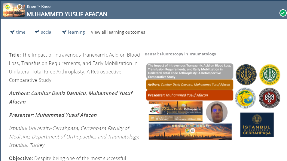 "BANSAL: FLUOROSCOPY IN TRAUMATOLOGY" this senntence has nothing to do with me. I am MUHAMMED YUSUF AFACAN.